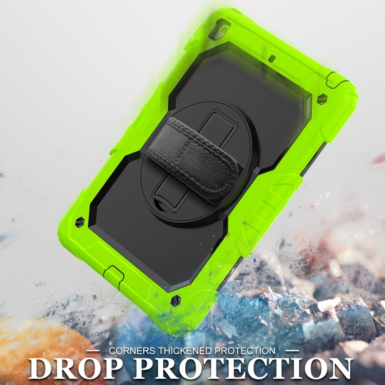 For iPad 10.2 2021 / 2020 / 2019 Shockproof Silicone + PC Protective Case with Holder & Shoulder Strap & Pen Slot(Yellow Green) - iPad 10.2 Cases by buy2fix | Online Shopping UK | buy2fix
