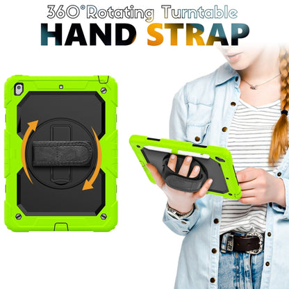 For iPad 10.2 2021 / 2020 / 2019 Shockproof Silicone + PC Protective Case with Holder & Shoulder Strap & Pen Slot(Yellow Green) - iPad 10.2 Cases by buy2fix | Online Shopping UK | buy2fix