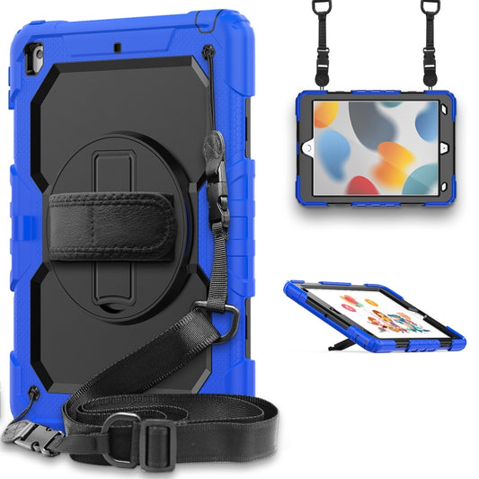 For iPad 10.2 2021 / 2020 / 2019 Shockproof Silicone + PC Protective Case with Holder & Shoulder Strap & Pen Slot(Blue) - iPad 10.2 Cases by buy2fix | Online Shopping UK | buy2fix