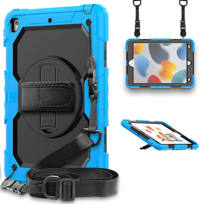 For iPad 10.2 2021 / 2020 / 2019 Shockproof Silicone + PC Protective Case with Holder & Shoulder Strap & Pen Slot(Light Blue) - iPad 10.2 Cases by buy2fix | Online Shopping UK | buy2fix