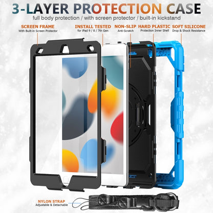 For iPad 10.2 2021 / 2020 / 2019 Shockproof Silicone + PC Protective Case with Holder & Shoulder Strap & Pen Slot(Light Blue) - iPad 10.2 Cases by buy2fix | Online Shopping UK | buy2fix
