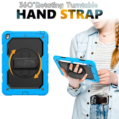 For iPad 10.2 2021 / 2020 / 2019 Shockproof Silicone + PC Protective Case with Holder & Shoulder Strap & Pen Slot(Light Blue) - iPad 10.2 Cases by buy2fix | Online Shopping UK | buy2fix