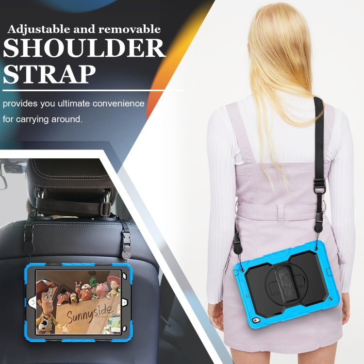 For iPad 10.2 2021 / 2020 / 2019 Shockproof Silicone + PC Protective Case with Holder & Shoulder Strap & Pen Slot(Light Blue) - iPad 10.2 Cases by buy2fix | Online Shopping UK | buy2fix