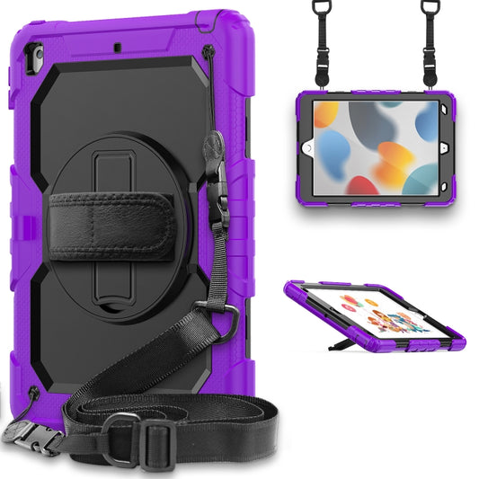For iPad 10.2 2021 / 2020 / 2019 Shockproof Silicone + PC Protective Case with Holder & Shoulder Strap & Pen Slot(Purple) - iPad 10.2 Cases by buy2fix | Online Shopping UK | buy2fix