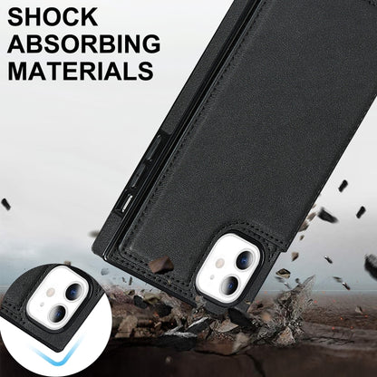 For iPhone 11 Cross-body Square Double Buckle Flip Card Bag TPU+PU Case with Card Slots & Wallet & Photo & Strap (Black) - iPhone 11 Cases by buy2fix | Online Shopping UK | buy2fix