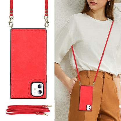 For iPhone 11 Cross-body Square Double Buckle Flip Card Bag TPU+PU Case with Card Slots & Wallet & Photo & Strap (Red) - iPhone 11 Cases by buy2fix | Online Shopping UK | buy2fix