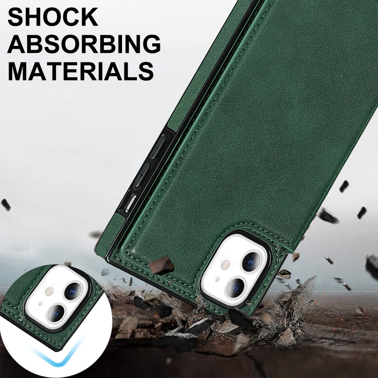 For iPhone 11 Cross-body Square Double Buckle Flip Card Bag TPU+PU Case with Card Slots & Wallet & Photo & Strap (Green) - iPhone 11 Cases by buy2fix | Online Shopping UK | buy2fix