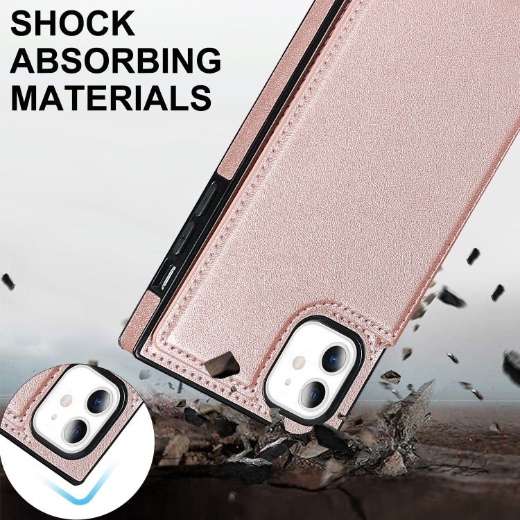 For iPhone 11 Cross-body Square Double Buckle Flip Card Bag TPU+PU Case with Card Slots & Wallet & Photo & Strap (Rose Gold) - iPhone 11 Cases by buy2fix | Online Shopping UK | buy2fix