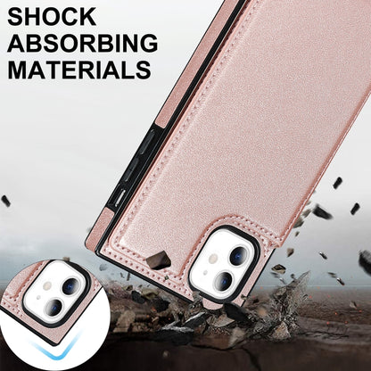 For iPhone 11 Cross-body Square Double Buckle Flip Card Bag TPU+PU Case with Card Slots & Wallet & Photo & Strap (Rose Gold) - iPhone 11 Cases by buy2fix | Online Shopping UK | buy2fix