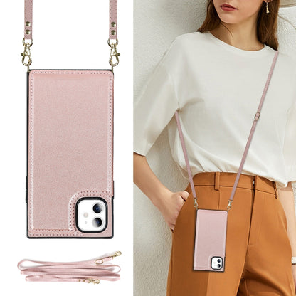For iPhone 11 Cross-body Square Double Buckle Flip Card Bag TPU+PU Case with Card Slots & Wallet & Photo & Strap (Rose Gold) - iPhone 11 Cases by buy2fix | Online Shopping UK | buy2fix