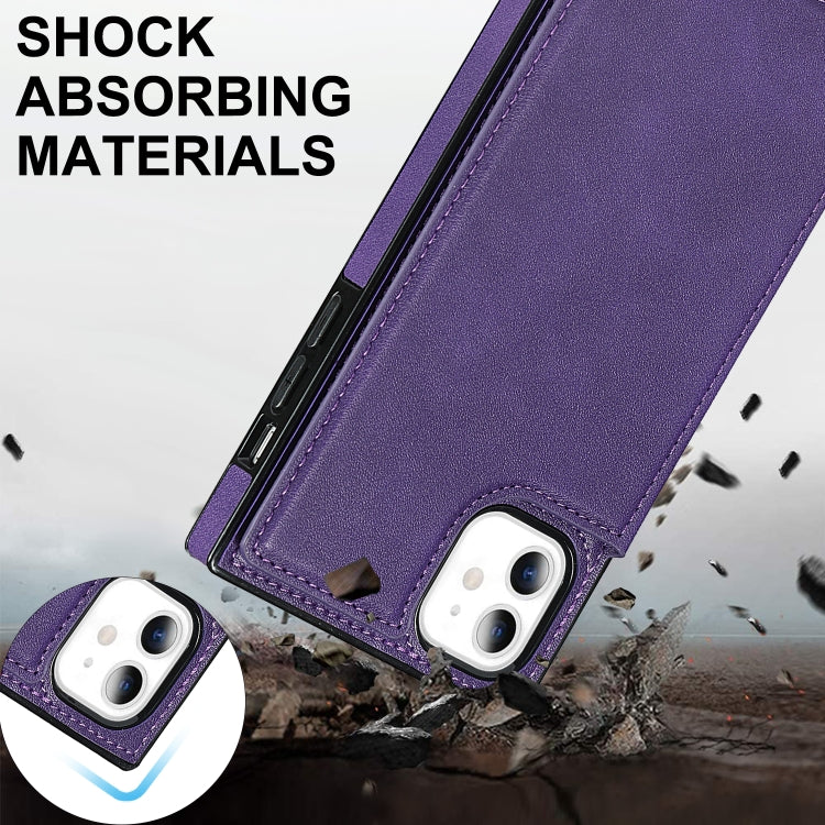 For iPhone 11 Cross-body Square Double Buckle Flip Card Bag TPU+PU Case with Card Slots & Wallet & Photo & Strap (Purple) - iPhone 11 Cases by buy2fix | Online Shopping UK | buy2fix