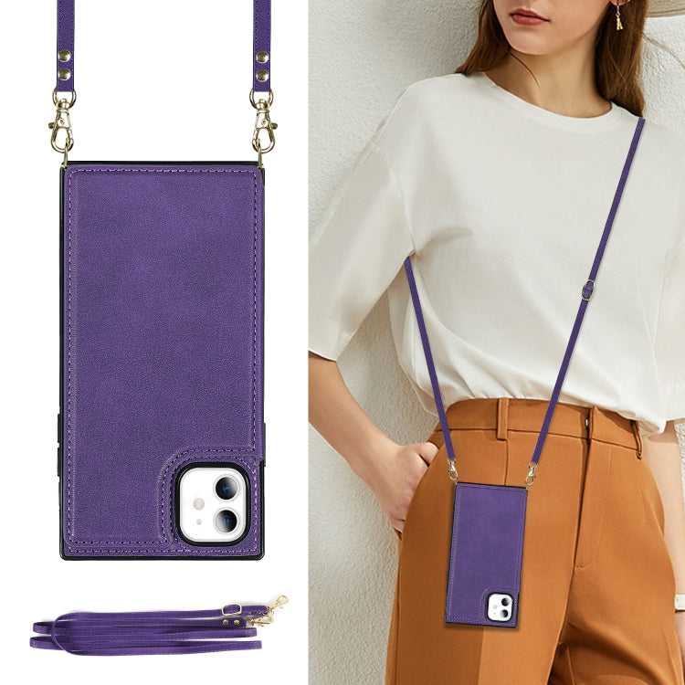 For iPhone 11 Cross-body Square Double Buckle Flip Card Bag TPU+PU Case with Card Slots & Wallet & Photo & Strap (Purple) - iPhone 11 Cases by buy2fix | Online Shopping UK | buy2fix