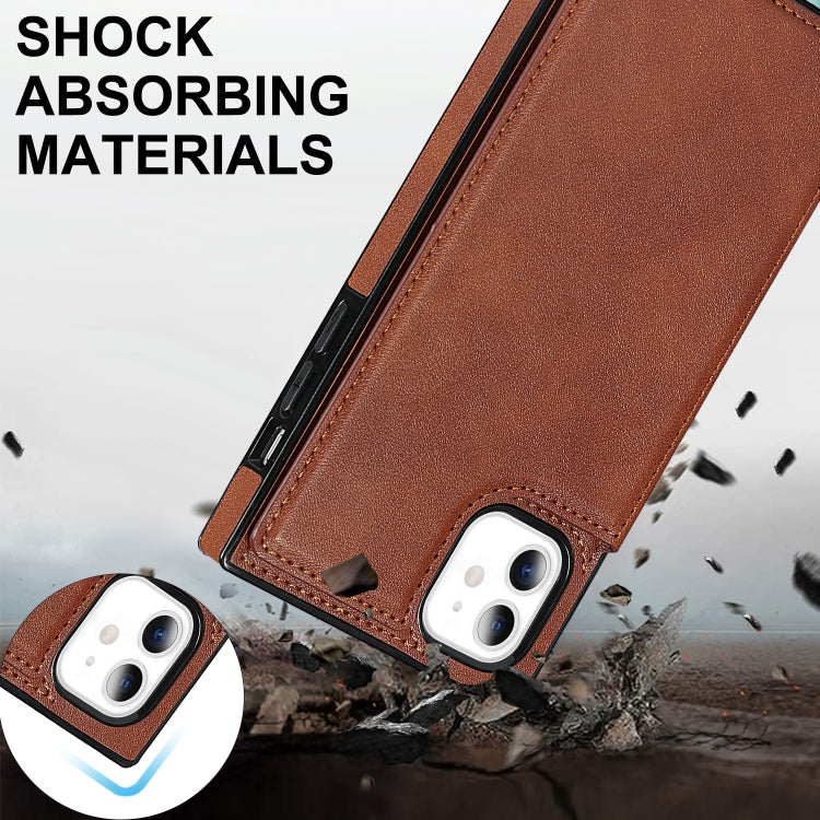 For iPhone 11 Cross-body Square Double Buckle Flip Card Bag TPU+PU Case with Card Slots & Wallet & Photo & Strap (Brown) - iPhone 11 Cases by buy2fix | Online Shopping UK | buy2fix