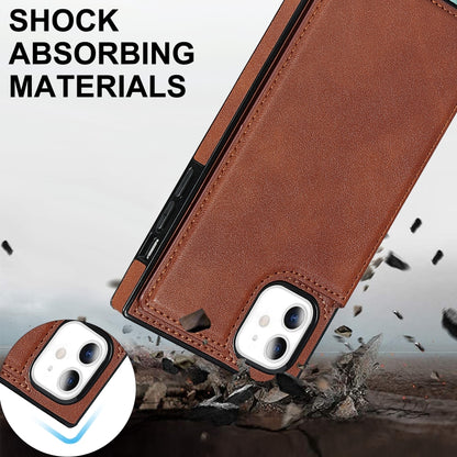 For iPhone 11 Cross-body Square Double Buckle Flip Card Bag TPU+PU Case with Card Slots & Wallet & Photo & Strap (Brown) - iPhone 11 Cases by buy2fix | Online Shopping UK | buy2fix