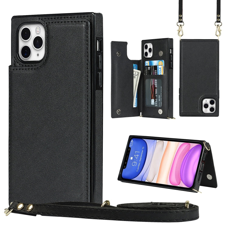For iPhone 11 Pro Max Cross-body Square Double Buckle Flip Card Bag TPU+PU Case with Card Slots & Wallet & Photo & Strap (Black) - iPhone 11 Pro Max Cases by buy2fix | Online Shopping UK | buy2fix