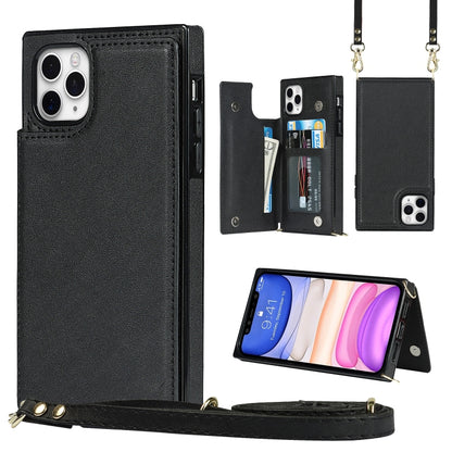For iPhone 11 Pro Max Cross-body Square Double Buckle Flip Card Bag TPU+PU Case with Card Slots & Wallet & Photo & Strap (Black) - iPhone 11 Pro Max Cases by buy2fix | Online Shopping UK | buy2fix