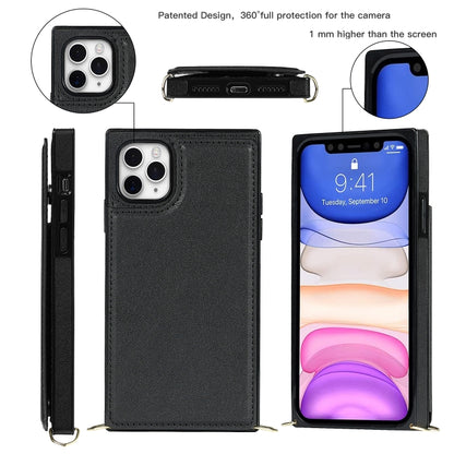 For iPhone 11 Pro Max Cross-body Square Double Buckle Flip Card Bag TPU+PU Case with Card Slots & Wallet & Photo & Strap (Black) - iPhone 11 Pro Max Cases by buy2fix | Online Shopping UK | buy2fix