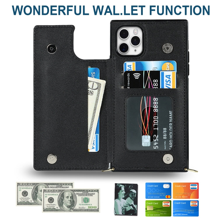 For iPhone 11 Pro Max Cross-body Square Double Buckle Flip Card Bag TPU+PU Case with Card Slots & Wallet & Photo & Strap (Black) - iPhone 11 Pro Max Cases by buy2fix | Online Shopping UK | buy2fix