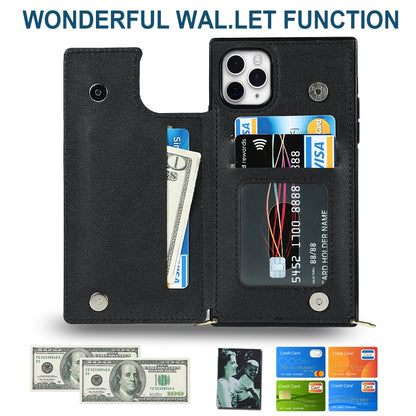 For iPhone 11 Pro Max Cross-body Square Double Buckle Flip Card Bag TPU+PU Case with Card Slots & Wallet & Photo & Strap (Black) - iPhone 11 Pro Max Cases by buy2fix | Online Shopping UK | buy2fix