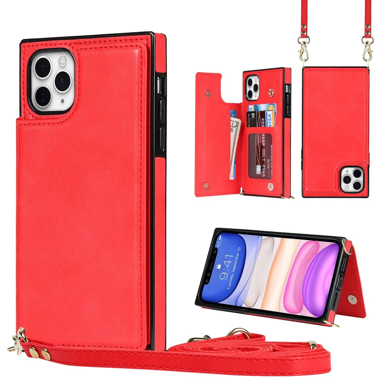 For iPhone 11 Pro Max Cross-body Square Double Buckle Flip Card Bag TPU+PU Case with Card Slots & Wallet & Photo & Strap (Red) - iPhone 11 Pro Max Cases by buy2fix | Online Shopping UK | buy2fix