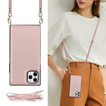 For iPhone 11 Pro Max Cross-body Square Double Buckle Flip Card Bag TPU+PU Case with Card Slots & Wallet & Photo & Strap (Rose Gold) - iPhone 11 Pro Max Cases by buy2fix | Online Shopping UK | buy2fix
