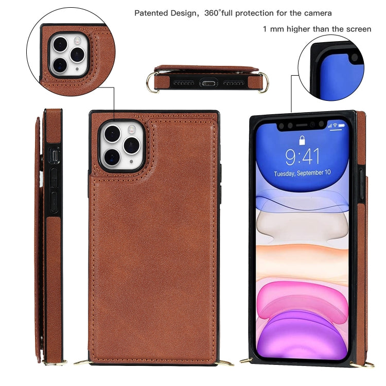 For iPhone 11 Pro Max Cross-body Square Double Buckle Flip Card Bag TPU+PU Case with Card Slots & Wallet & Photo & Strap (Brown) - iPhone 11 Pro Max Cases by buy2fix | Online Shopping UK | buy2fix