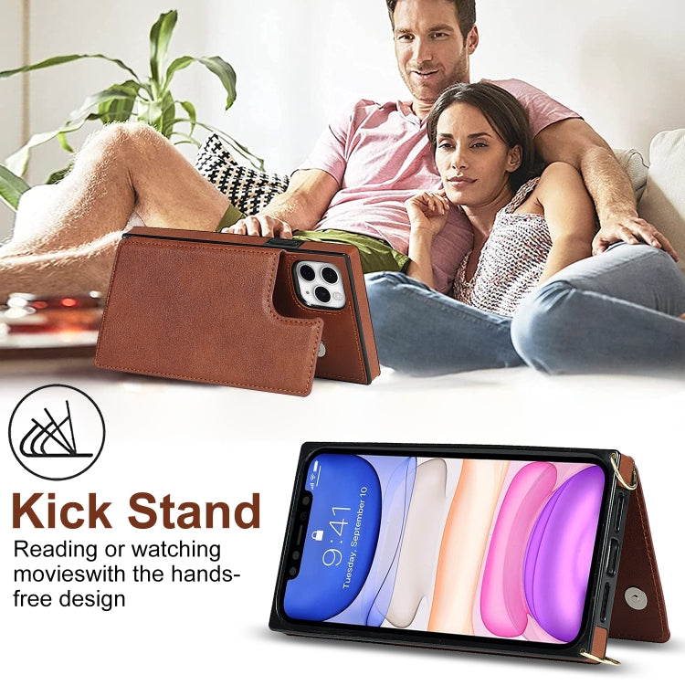 For iPhone 11 Pro Max Cross-body Square Double Buckle Flip Card Bag TPU+PU Case with Card Slots & Wallet & Photo & Strap (Brown) - iPhone 11 Pro Max Cases by buy2fix | Online Shopping UK | buy2fix