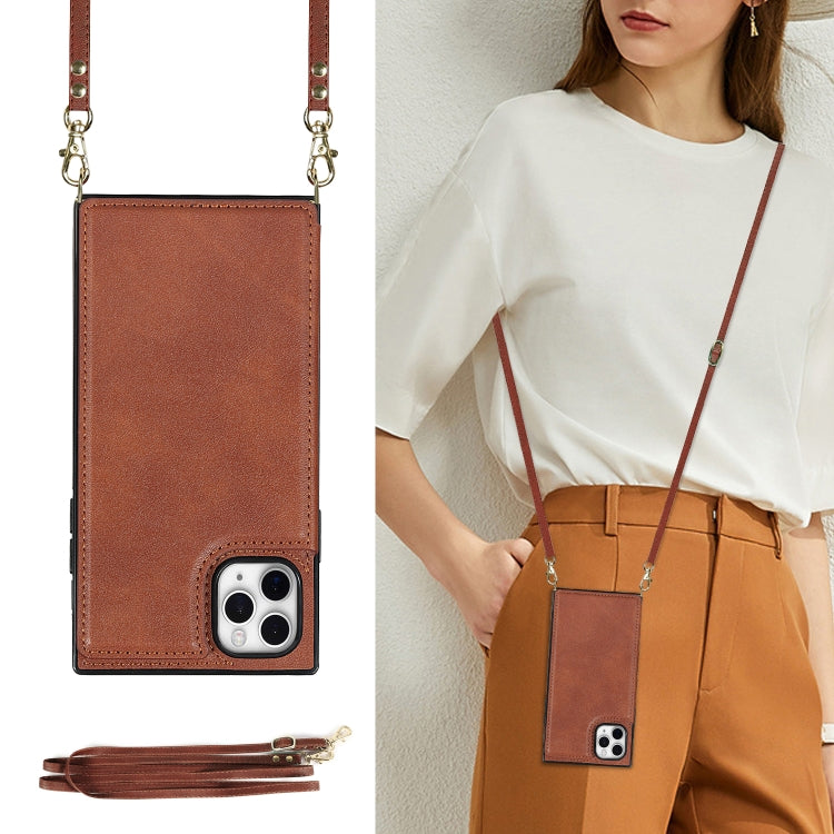 For iPhone 11 Pro Max Cross-body Square Double Buckle Flip Card Bag TPU+PU Case with Card Slots & Wallet & Photo & Strap (Brown) - iPhone 11 Pro Max Cases by buy2fix | Online Shopping UK | buy2fix