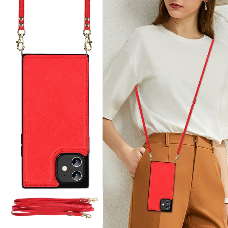 For iPhone 12 / 12 Pro Cross-body Square Double Buckle Flip Card Bag TPU+PU Case with Card Slots & Wallet & Photo & Strap(Red) - iPhone 12 / 12 Pro Cases by buy2fix | Online Shopping UK | buy2fix