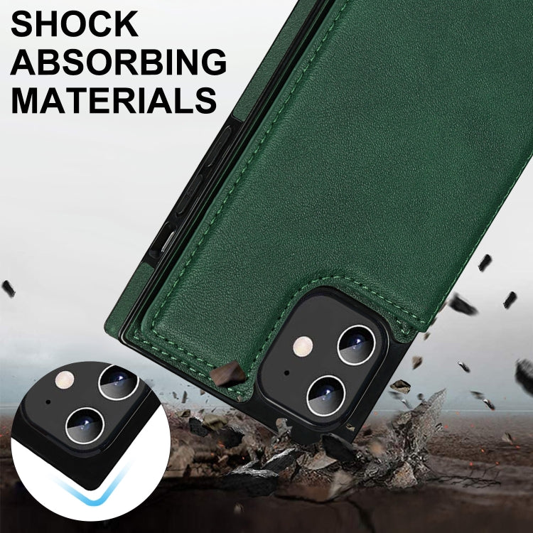 For iPhone 12 / 12 Pro Cross-body Square Double Buckle Flip Card Bag TPU+PU Case with Card Slots & Wallet & Photo & Strap(Green) - iPhone 12 / 12 Pro Cases by buy2fix | Online Shopping UK | buy2fix