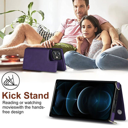 For iPhone 12 / 12 Pro Cross-body Square Double Buckle Flip Card Bag TPU+PU Case with Card Slots & Wallet & Photo & Strap(Purple) - iPhone 12 / 12 Pro Cases by buy2fix | Online Shopping UK | buy2fix