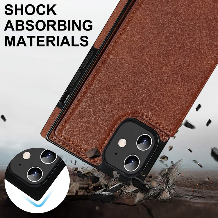 For iPhone 12 / 12 Pro Cross-body Square Double Buckle Flip Card Bag TPU+PU Case with Card Slots & Wallet & Photo & Strap(Brown) - iPhone 12 / 12 Pro Cases by buy2fix | Online Shopping UK | buy2fix