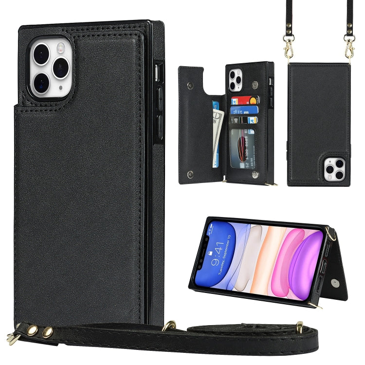 For iPhone 12 Pro Max Cross-body Square Double Buckle Flip Card Bag TPU+PU Case with Card Slots & Wallet & Photo & Strap(Black) - iPhone 12 Pro Max Cases by buy2fix | Online Shopping UK | buy2fix
