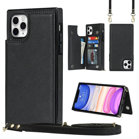 For iPhone 12 Pro Max Cross-body Square Double Buckle Flip Card Bag TPU+PU Case with Card Slots & Wallet & Photo & Strap(Black) - iPhone 12 Pro Max Cases by buy2fix | Online Shopping UK | buy2fix