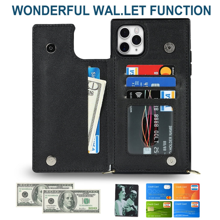 For iPhone 12 Pro Max Cross-body Square Double Buckle Flip Card Bag TPU+PU Case with Card Slots & Wallet & Photo & Strap(Black) - iPhone 12 Pro Max Cases by buy2fix | Online Shopping UK | buy2fix