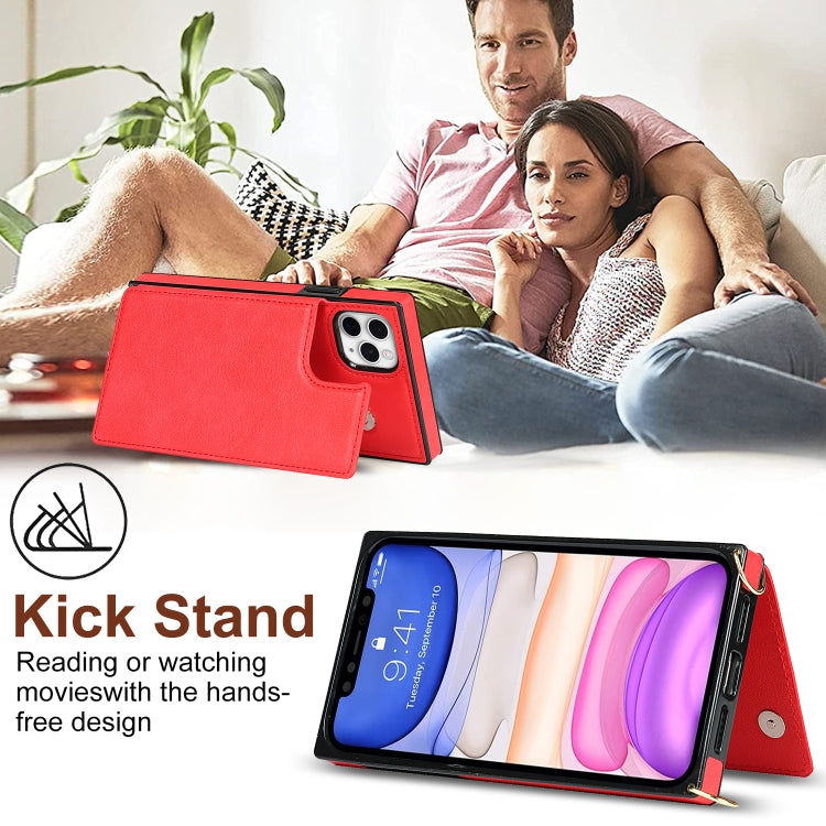 For iPhone 12 Pro Max Cross-body Square Double Buckle Flip Card Bag TPU+PU Case with Card Slots & Wallet & Photo & Strap(Red) - iPhone 12 Pro Max Cases by buy2fix | Online Shopping UK | buy2fix