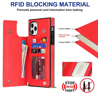 For iPhone 12 Pro Max Cross-body Square Double Buckle Flip Card Bag TPU+PU Case with Card Slots & Wallet & Photo & Strap(Red) - iPhone 12 Pro Max Cases by buy2fix | Online Shopping UK | buy2fix