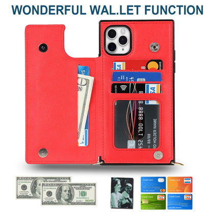 For iPhone 12 Pro Max Cross-body Square Double Buckle Flip Card Bag TPU+PU Case with Card Slots & Wallet & Photo & Strap(Red) - iPhone 12 Pro Max Cases by buy2fix | Online Shopping UK | buy2fix