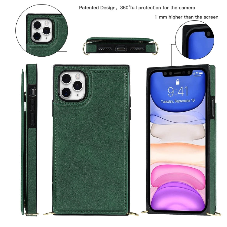 For iPhone 12 Pro Max Cross-body Square Double Buckle Flip Card Bag TPU+PU Case with Card Slots & Wallet & Photo & Strap(Green) - iPhone 12 Pro Max Cases by buy2fix | Online Shopping UK | buy2fix
