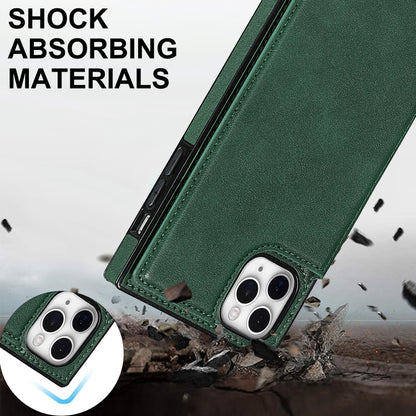 For iPhone 12 Pro Max Cross-body Square Double Buckle Flip Card Bag TPU+PU Case with Card Slots & Wallet & Photo & Strap(Green) - iPhone 12 Pro Max Cases by buy2fix | Online Shopping UK | buy2fix