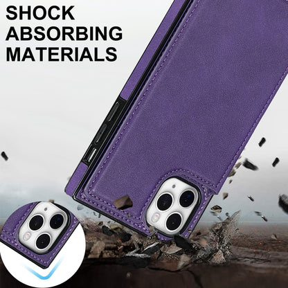 For iPhone 12 Pro Max Cross-body Square Double Buckle Flip Card Bag TPU+PU Case with Card Slots & Wallet & Photo & Strap(Purple) - iPhone 12 Pro Max Cases by buy2fix | Online Shopping UK | buy2fix