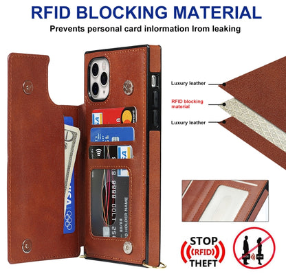 For iPhone 12 Pro Max Cross-body Square Double Buckle Flip Card Bag TPU+PU Case with Card Slots & Wallet & Photo & Strap(Brown) - iPhone 12 Pro Max Cases by buy2fix | Online Shopping UK | buy2fix