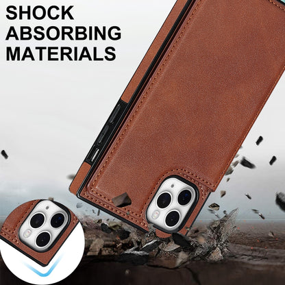 For iPhone 12 Pro Max Cross-body Square Double Buckle Flip Card Bag TPU+PU Case with Card Slots & Wallet & Photo & Strap(Brown) - iPhone 12 Pro Max Cases by buy2fix | Online Shopping UK | buy2fix