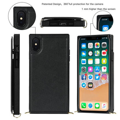 For iPhone XS Max Cross-body Square Double Buckle Flip Card Bag TPU+PU Case with Card Slots & Wallet & Photo & Strap(Black) - More iPhone Cases by buy2fix | Online Shopping UK | buy2fix