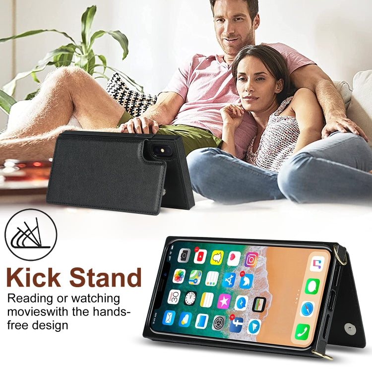 For iPhone XS Max Cross-body Square Double Buckle Flip Card Bag TPU+PU Case with Card Slots & Wallet & Photo & Strap(Black) - More iPhone Cases by buy2fix | Online Shopping UK | buy2fix