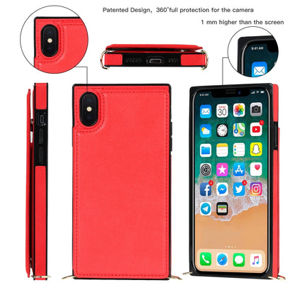 For iPhone XS Max Cross-body Square Double Buckle Flip Card Bag TPU+PU Case with Card Slots & Wallet & Photo & Strap(Red) - More iPhone Cases by buy2fix | Online Shopping UK | buy2fix
