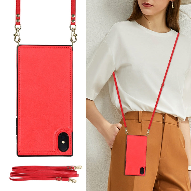 For iPhone XS Max Cross-body Square Double Buckle Flip Card Bag TPU+PU Case with Card Slots & Wallet & Photo & Strap(Red) - More iPhone Cases by buy2fix | Online Shopping UK | buy2fix
