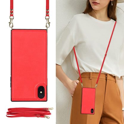 For iPhone XS Max Cross-body Square Double Buckle Flip Card Bag TPU+PU Case with Card Slots & Wallet & Photo & Strap(Red) - More iPhone Cases by buy2fix | Online Shopping UK | buy2fix