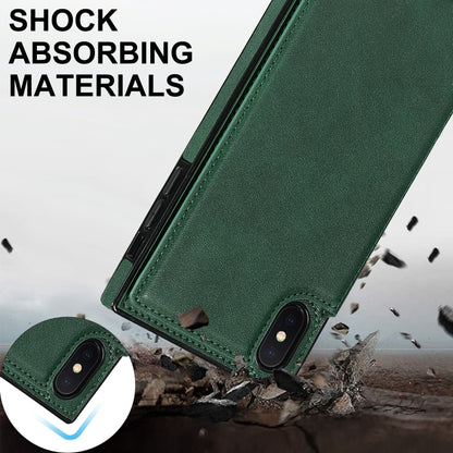 For iPhone XS Max Cross-body Square Double Buckle Flip Card Bag TPU+PU Case with Card Slots & Wallet & Photo & Strap(Green) - More iPhone Cases by buy2fix | Online Shopping UK | buy2fix