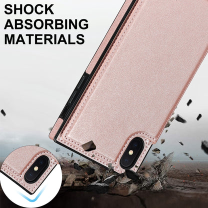 For iPhone XS Max Cross-body Square Double Buckle Flip Card Bag TPU+PU Case with Card Slots & Wallet & Photo & Strap(Rose Gold) - More iPhone Cases by buy2fix | Online Shopping UK | buy2fix